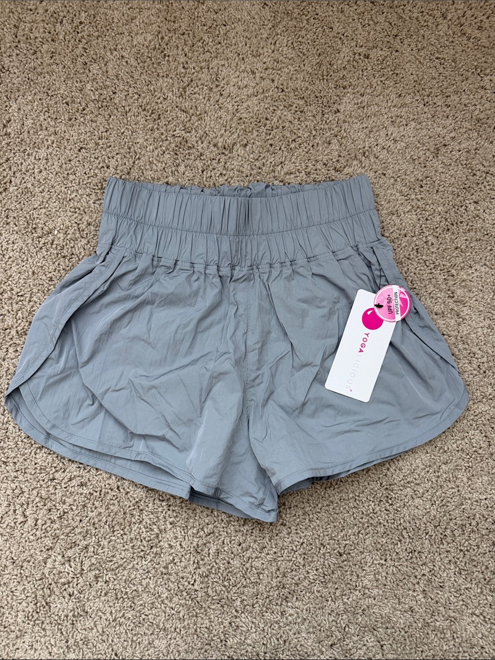 Yogalicious - Women's High-Waist Gray Athletic Shorts